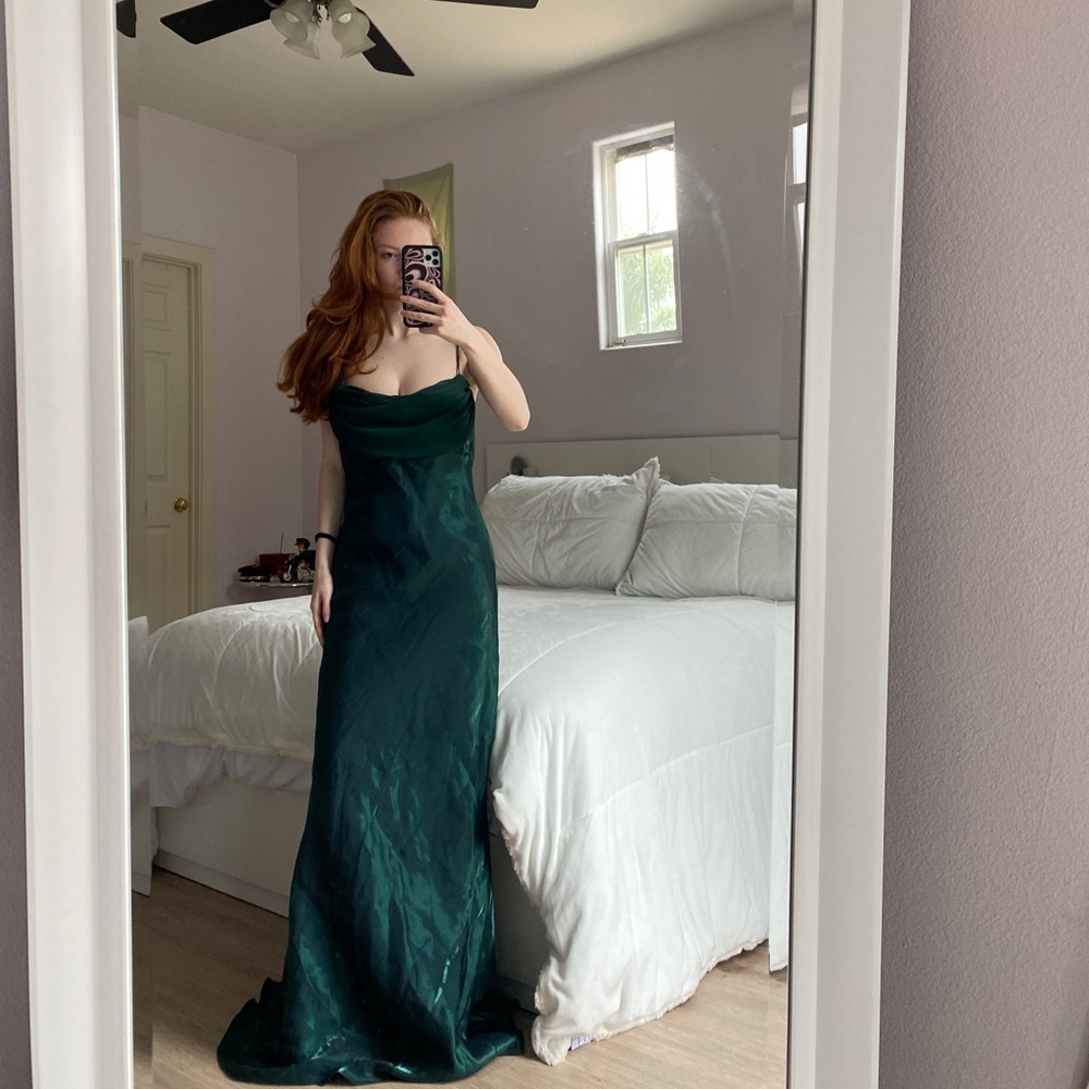 David and Johnny by Laura Ryner. Long green ball gown. Vintage Designer Couture.